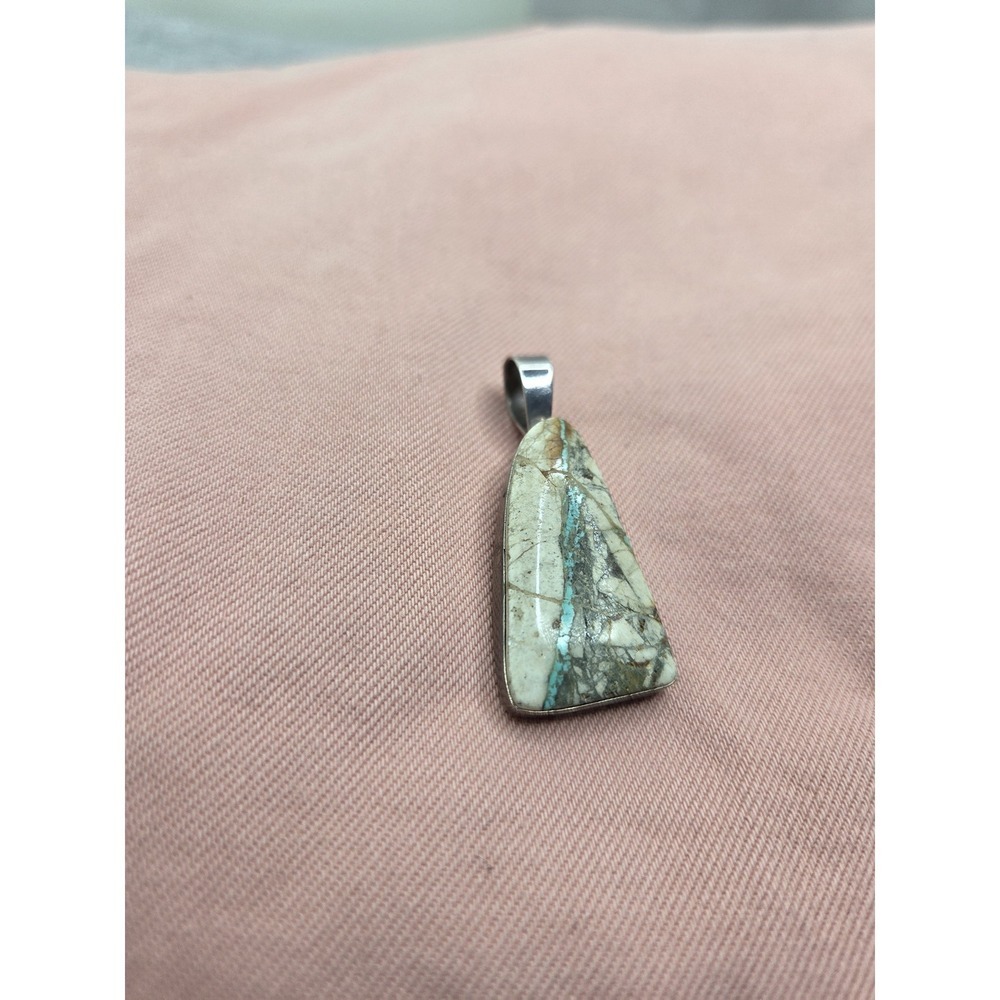 Navajo Chris Billie KRS Signed Royston Ribbon Turquoise Sterling Necklace OOAK